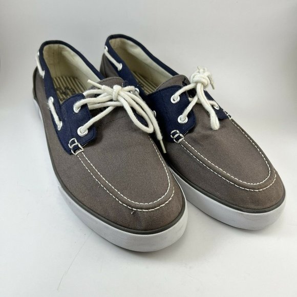 Polo Ralph Lauren Landers Boat Shoes Gray / Blue Size 9.5 - Picture 1 of 6